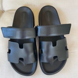 Hermes Black Leather Sandals